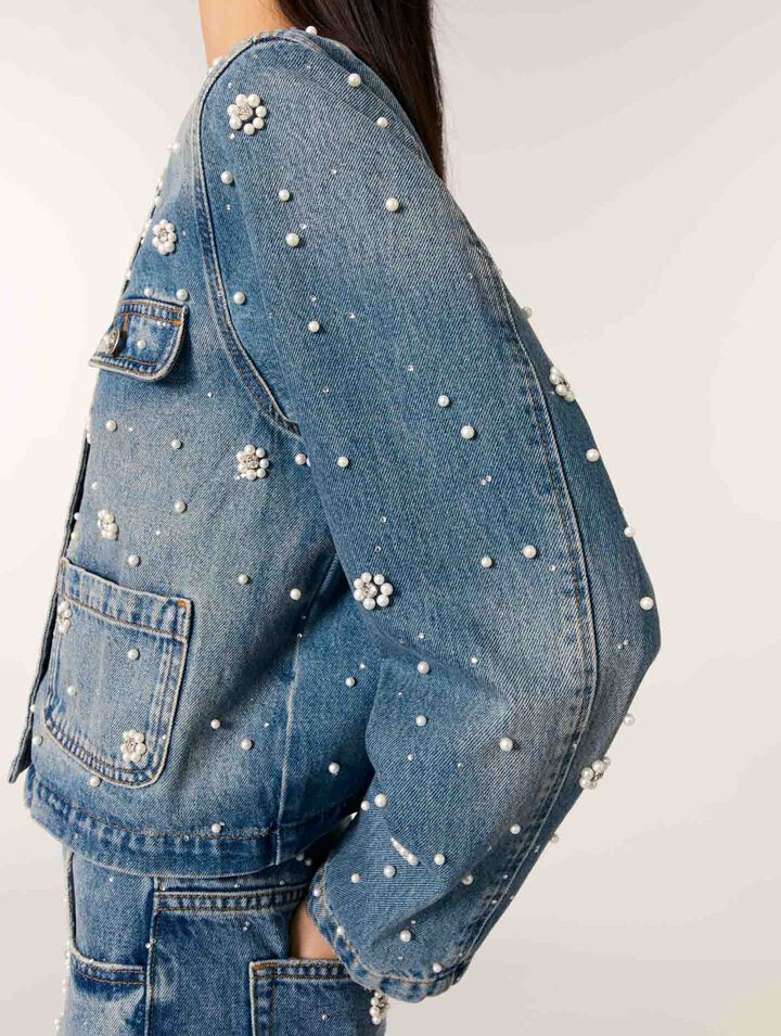 Jacke aus besticktem Denim