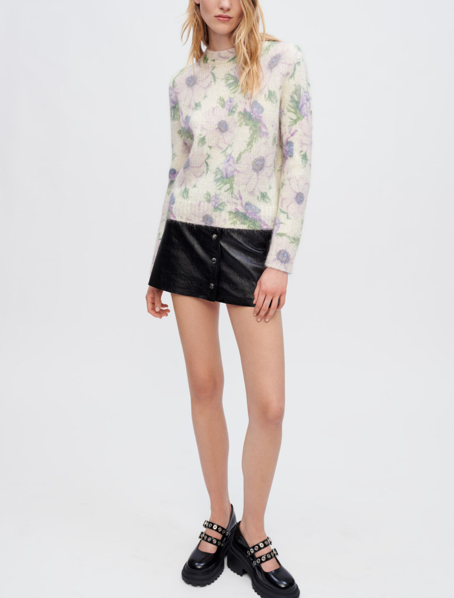 Flower fluffy Pullover aus Jacquard