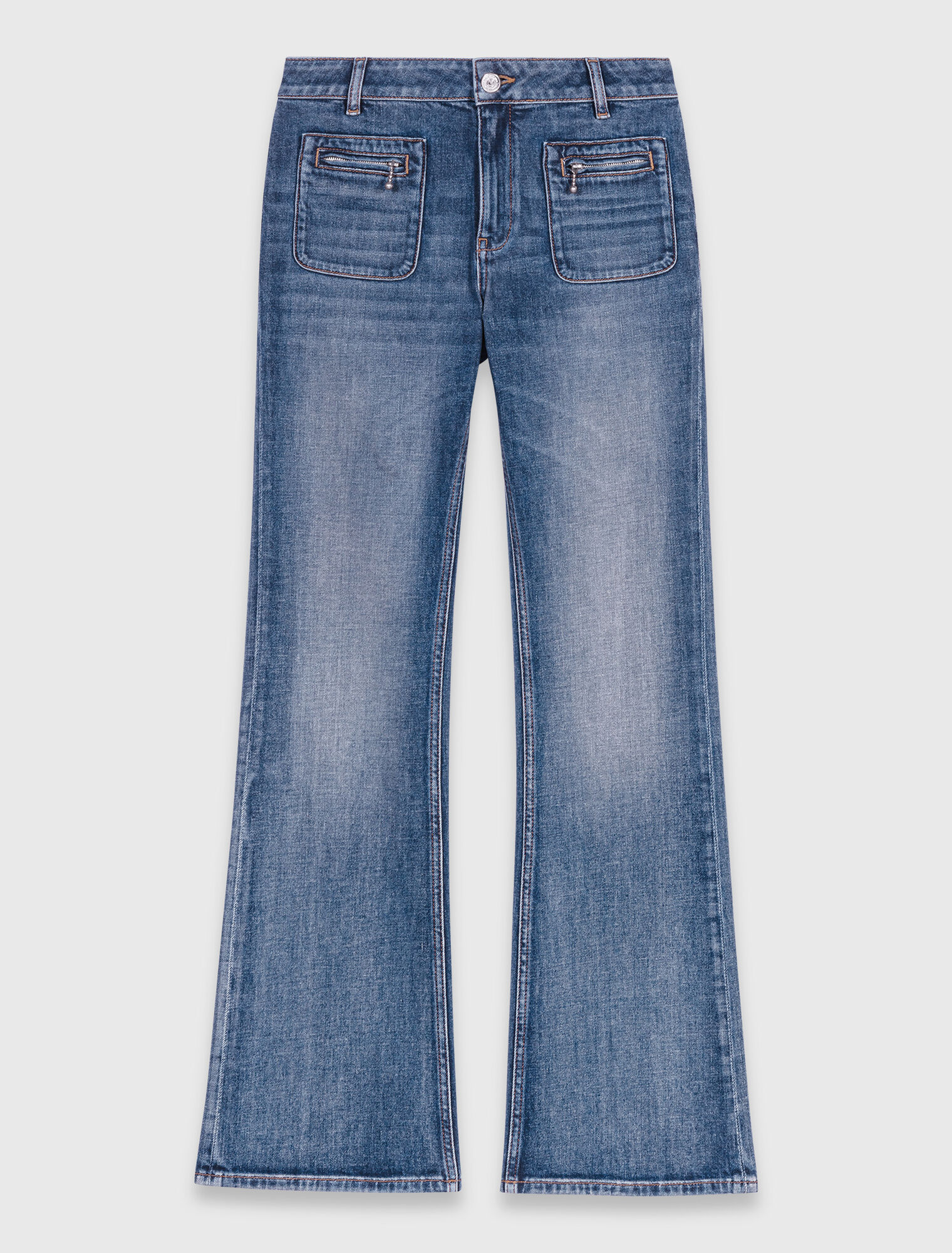 Bootcut-Jeans mit Ziptaschen