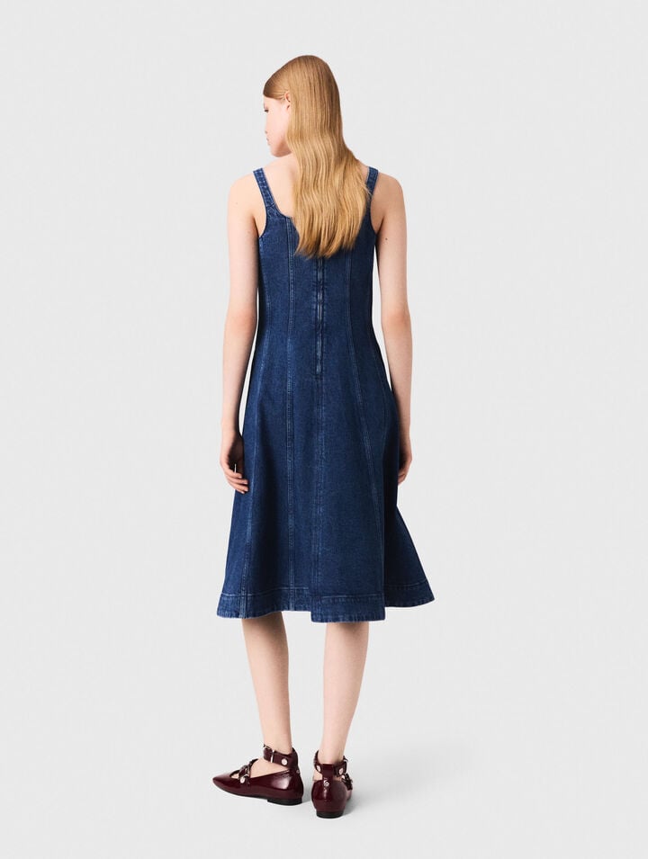 Langes Babydoll-Kleid aus Denim