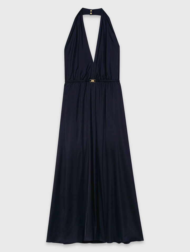 Langes, r&uuml;ckenfreies Plisseekleid