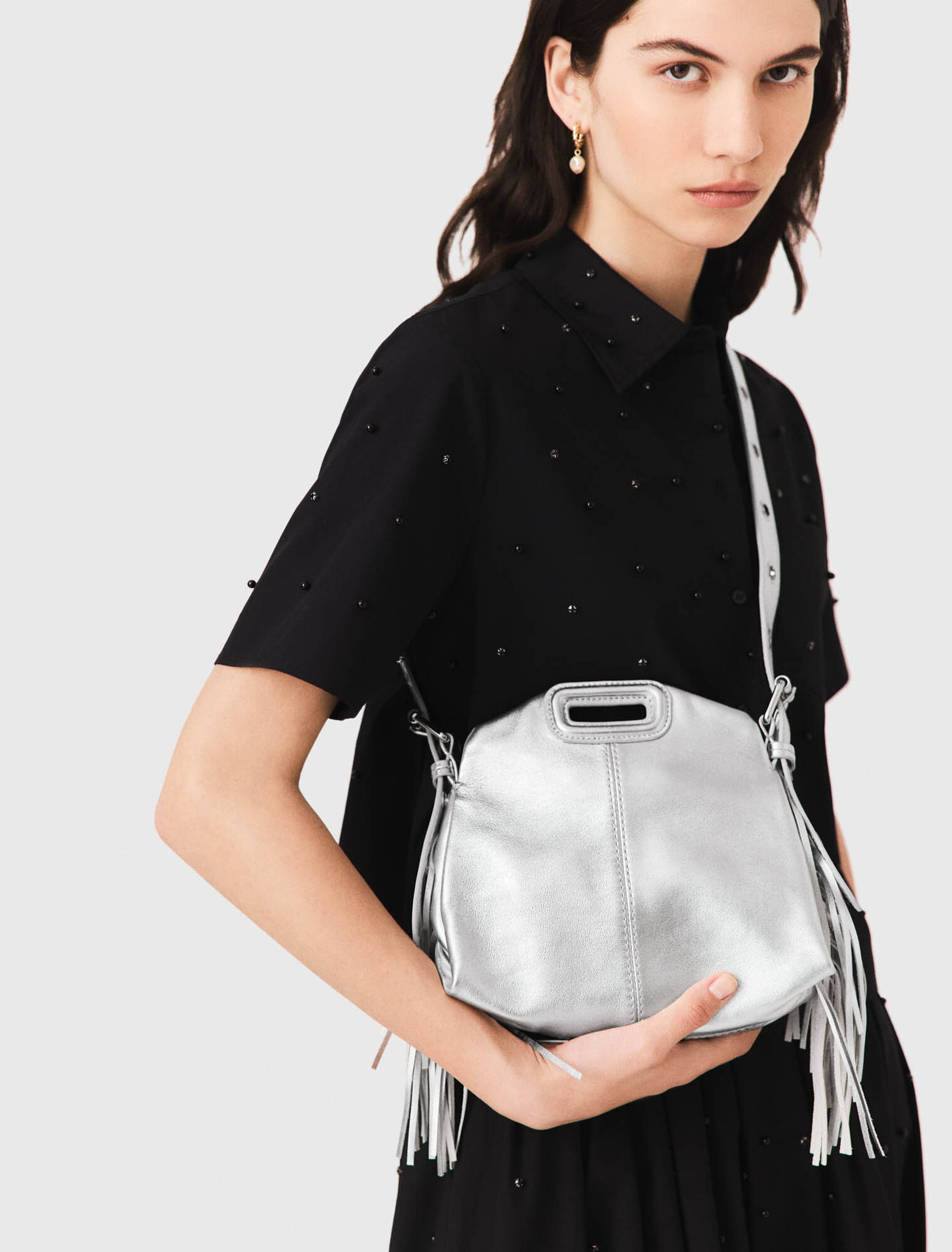 Miss M mini Tasche aus Metallicleder