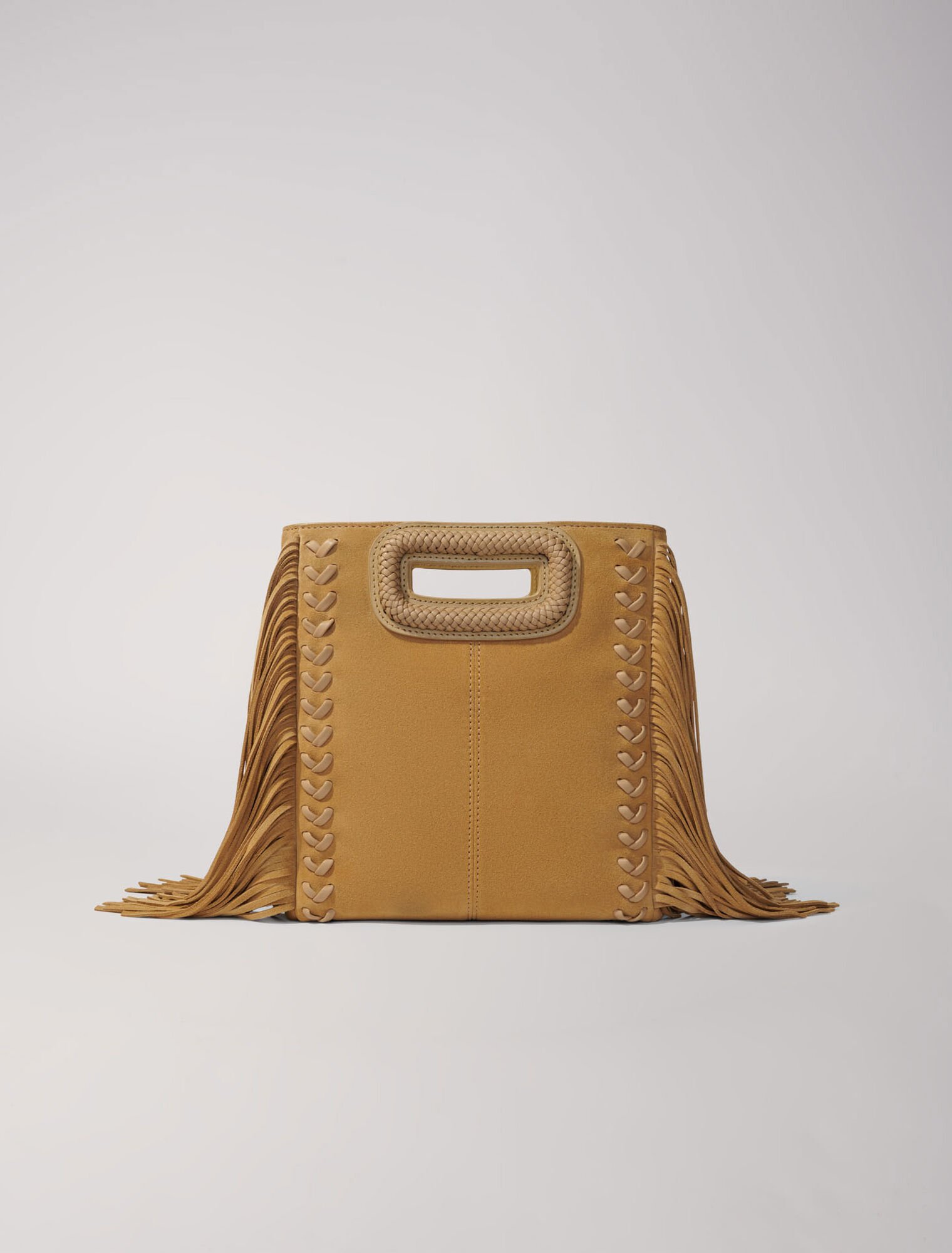 M-Tasche aus Velours Flechthenkel
