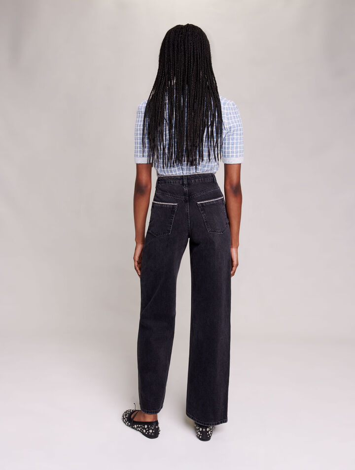 Weite Jeans mit Strass