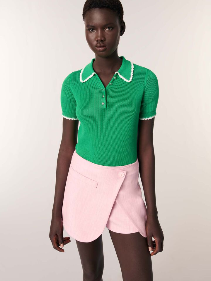 Poloshirt aus Pointelle-Strick