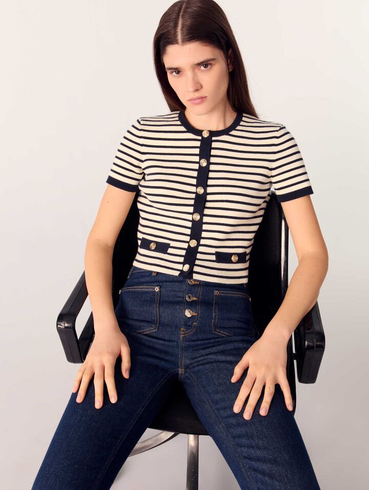 Kurzer Rippstrick-Cardigan