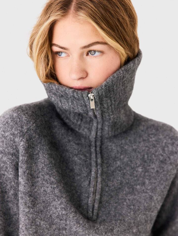 Yak-Pullover mit Zip-Kragen