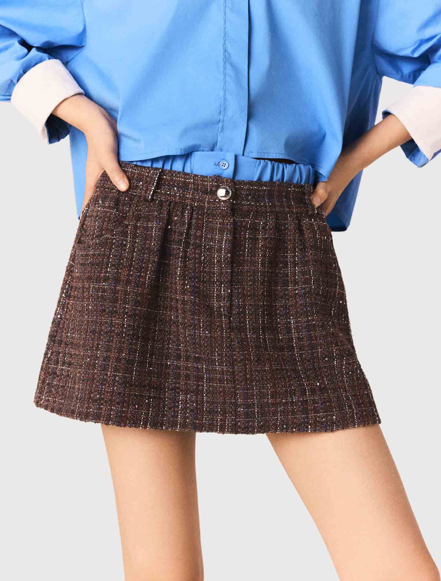 Shorts aus Tweed mit Elastikband