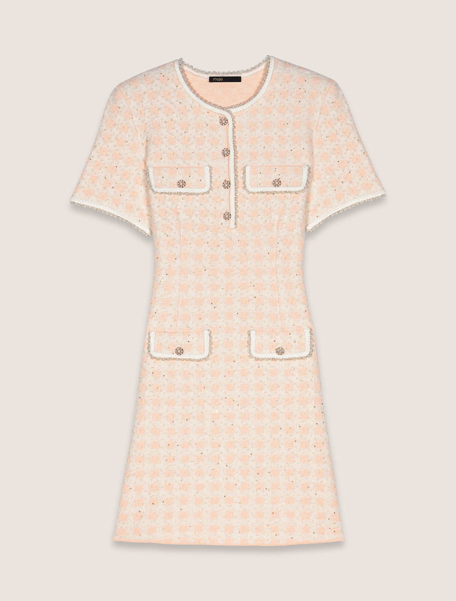 Kurzes Strickkleid mit Tweed-Optik