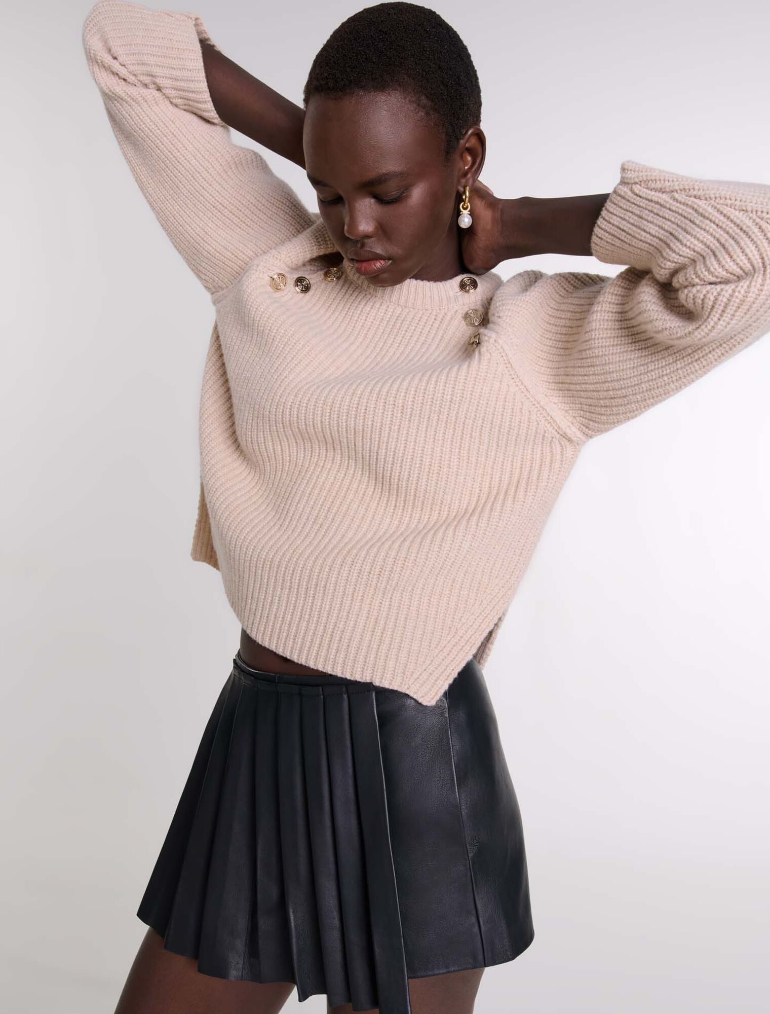 Trompe-l'Oeil-Shorts aus Leder