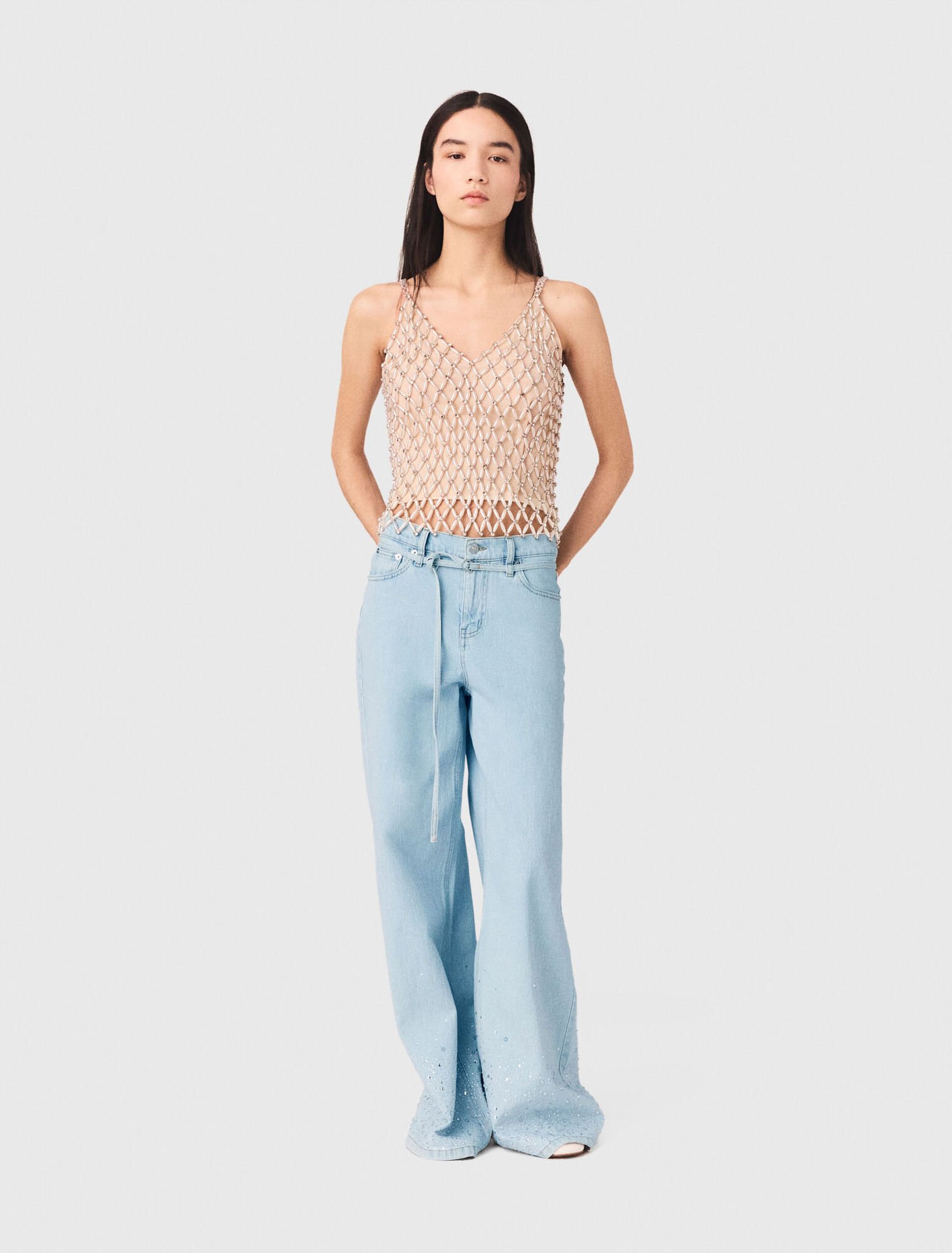 Gef&uuml;ttertes Top mit Perlen