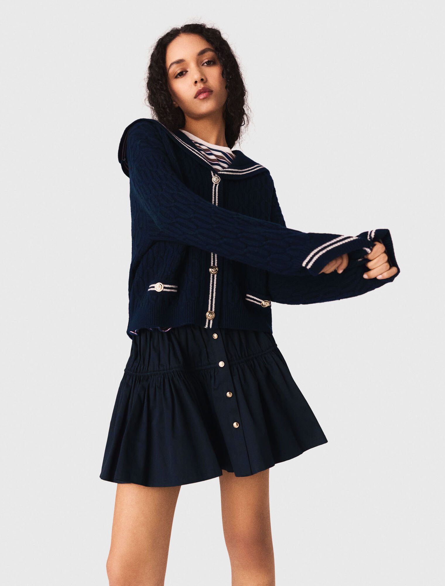 Zopf-Cardigan mit U-Boot-Ausschnitt