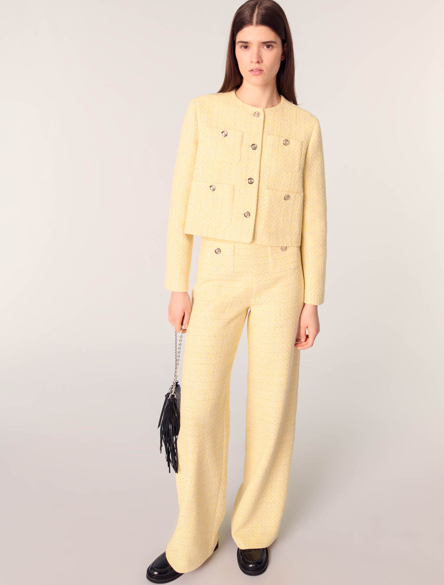 Gerade Tweed-Hose mit Lurex