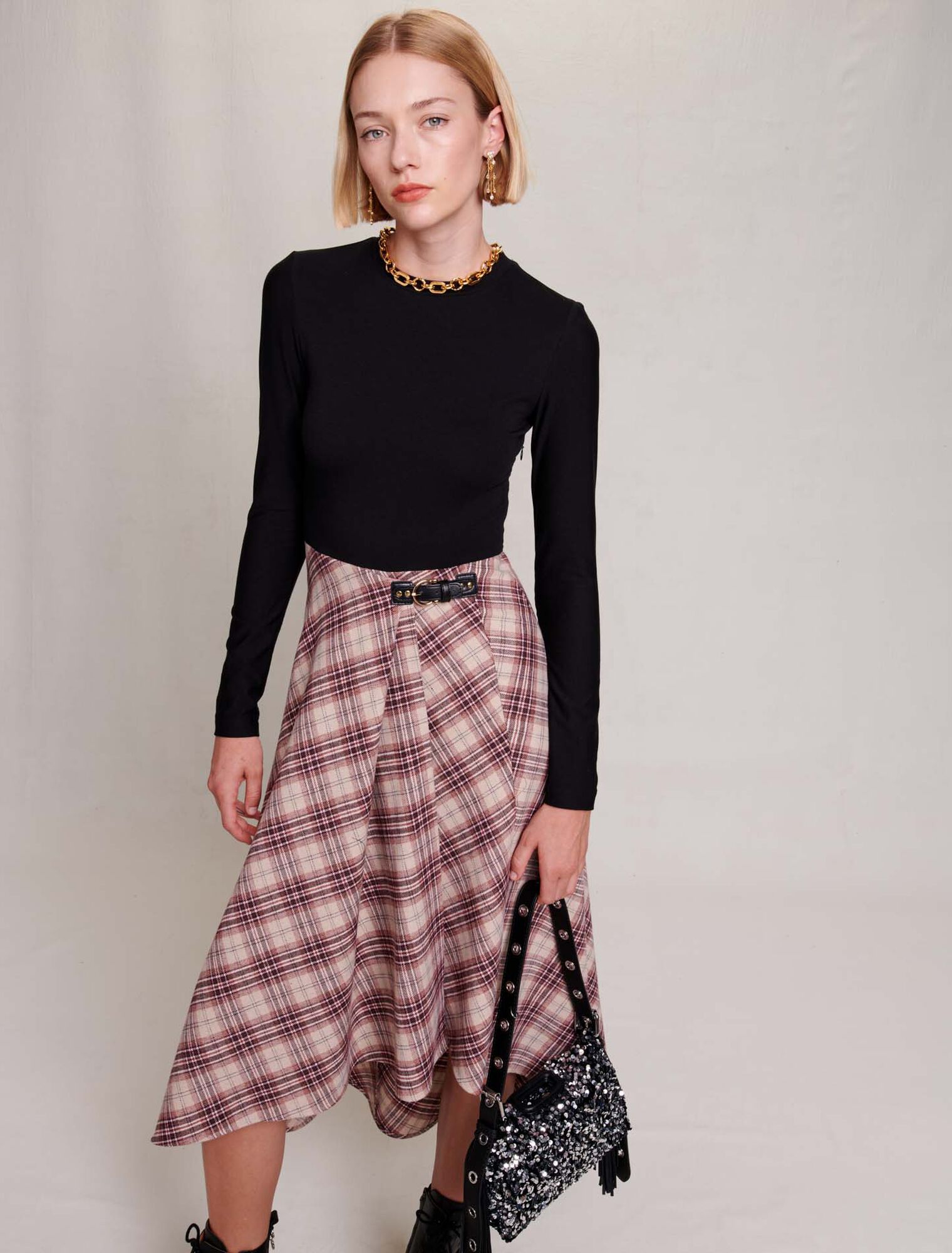Asymmetrisches Flanellkleid