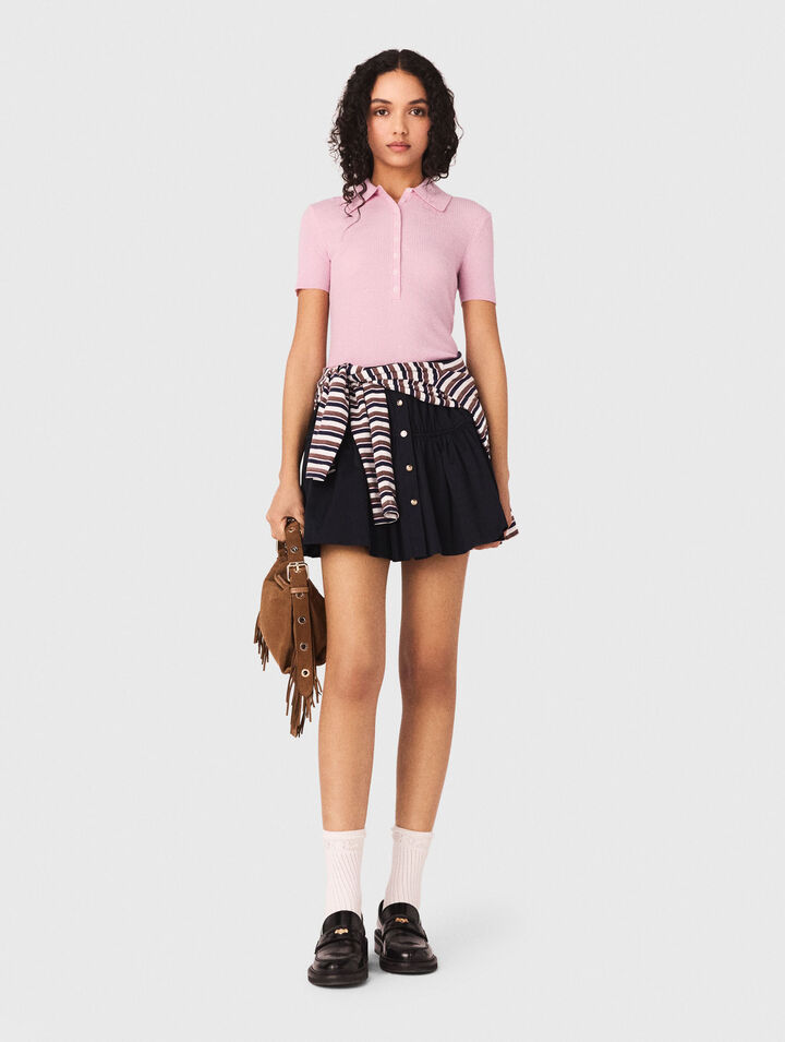 Rippstrickpullover mit Polokragen