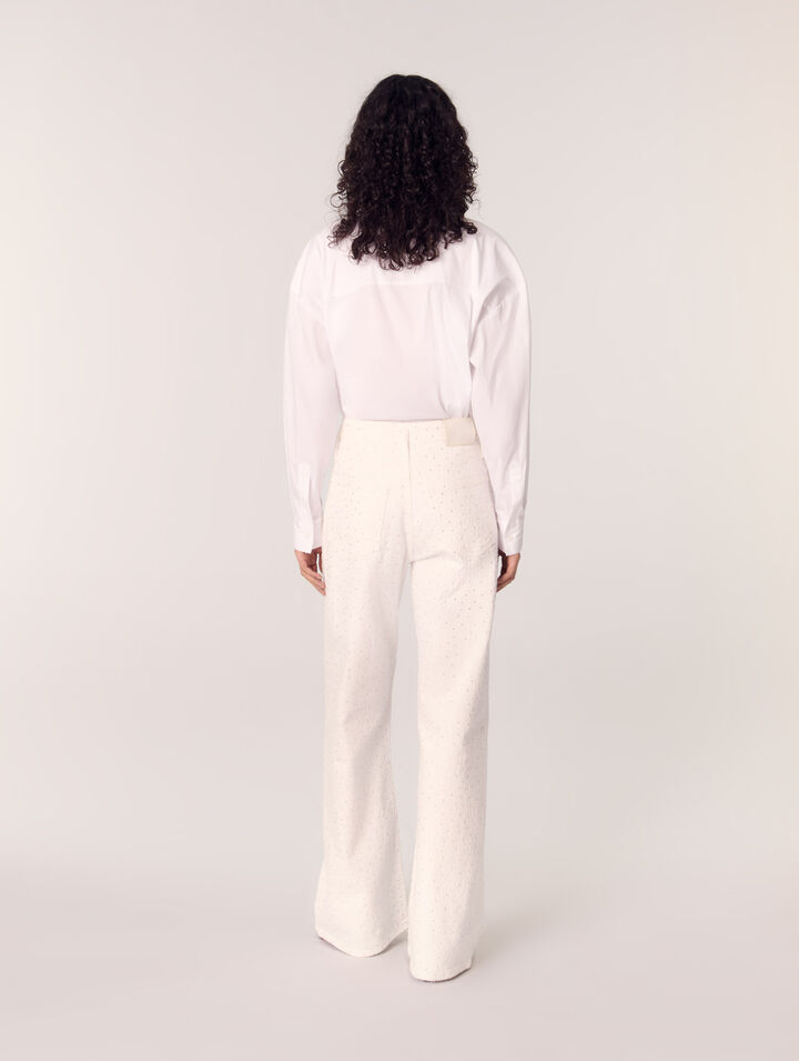 Lange Bluse mit Blumenstickerei
