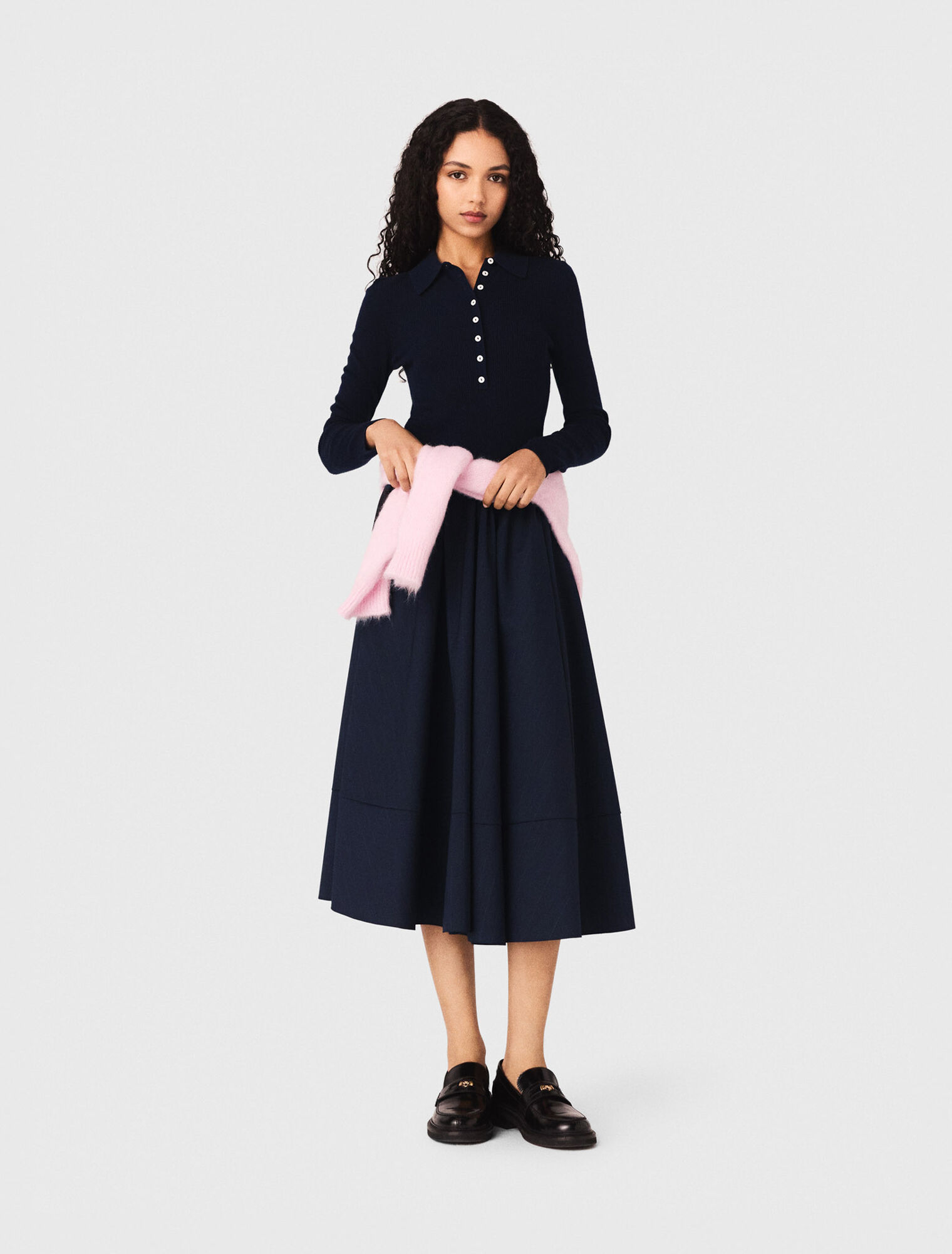 Rippstrickpullover mit Polokragen