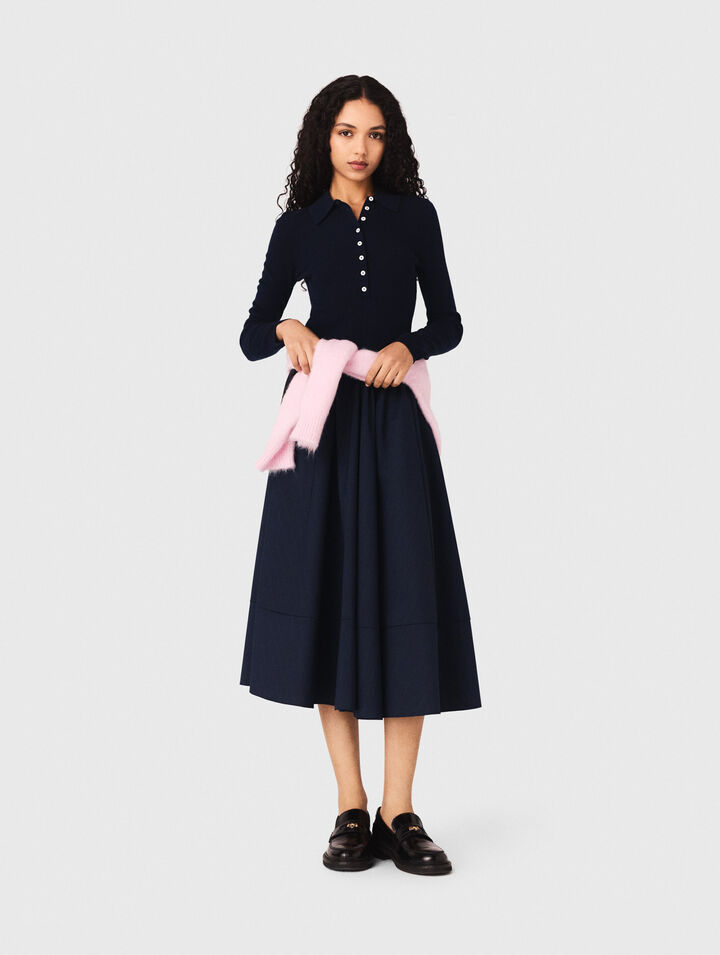 Rippstrickpullover mit Polokragen