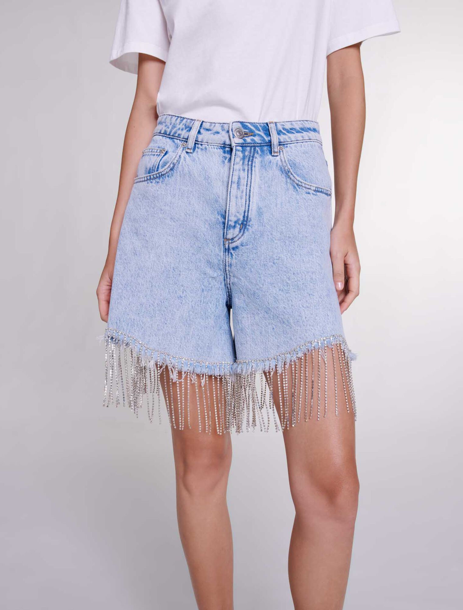 Denimshorts mit Strass