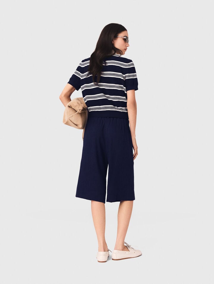 Gestreiftes Polo mit Strasskragen