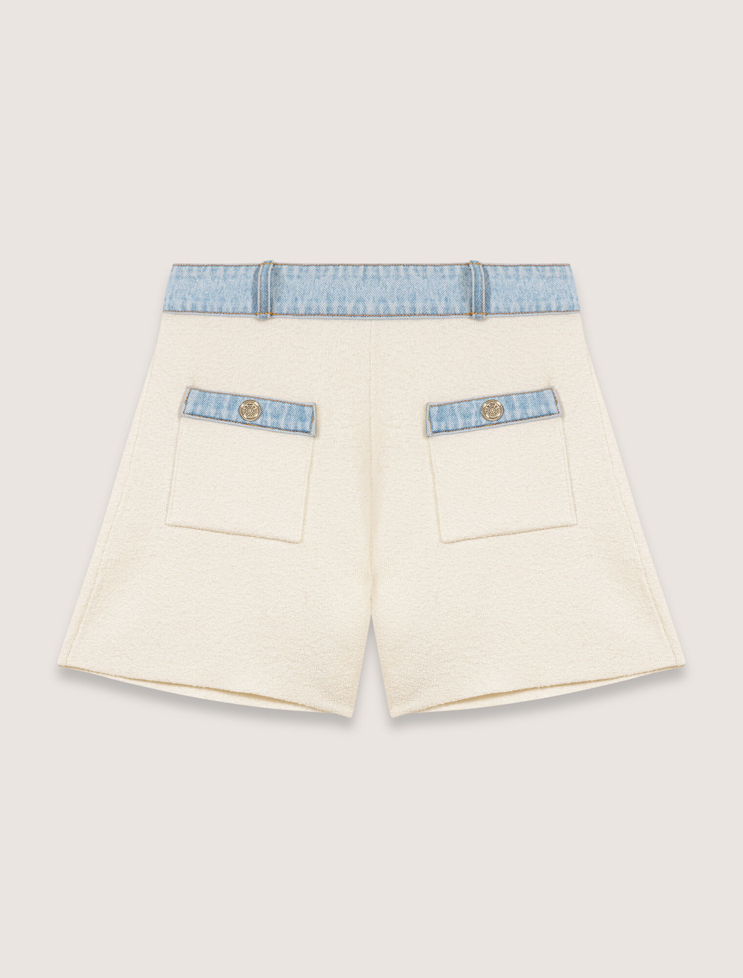 Shorts aus Strick mit Denimborten