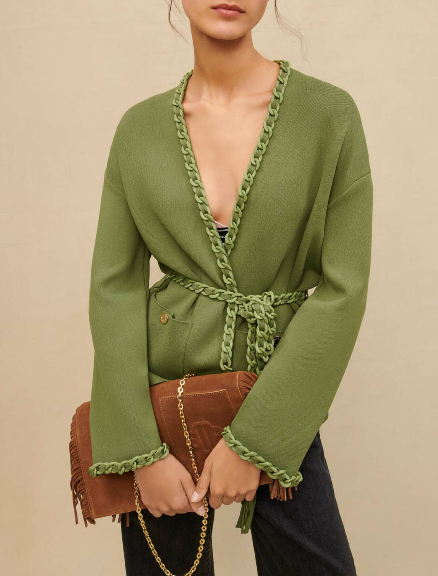 Jacke mit geflochtenen Säumen