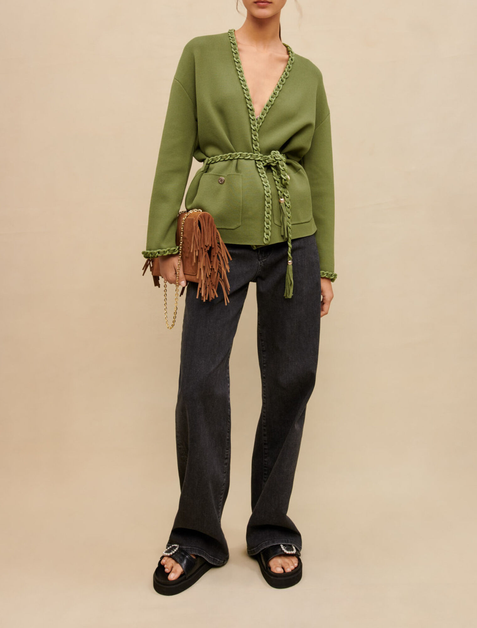 Jacke mit geflochtenen Säumen