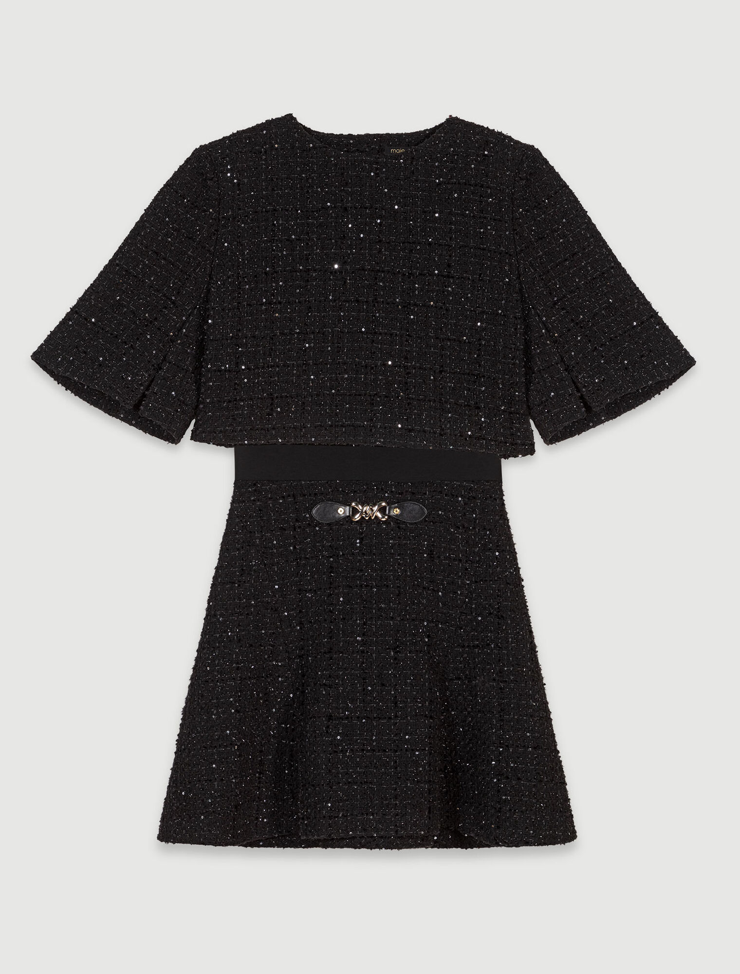 Kurzes 2-in-1 Kleid aus Tweed