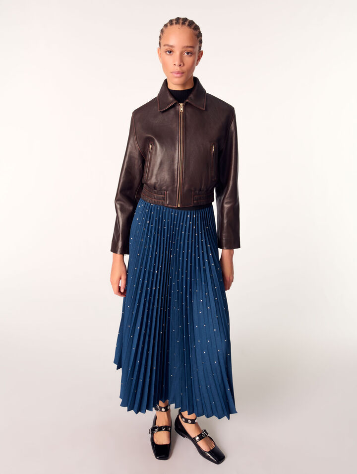 Langer Plisseerock mit Studs