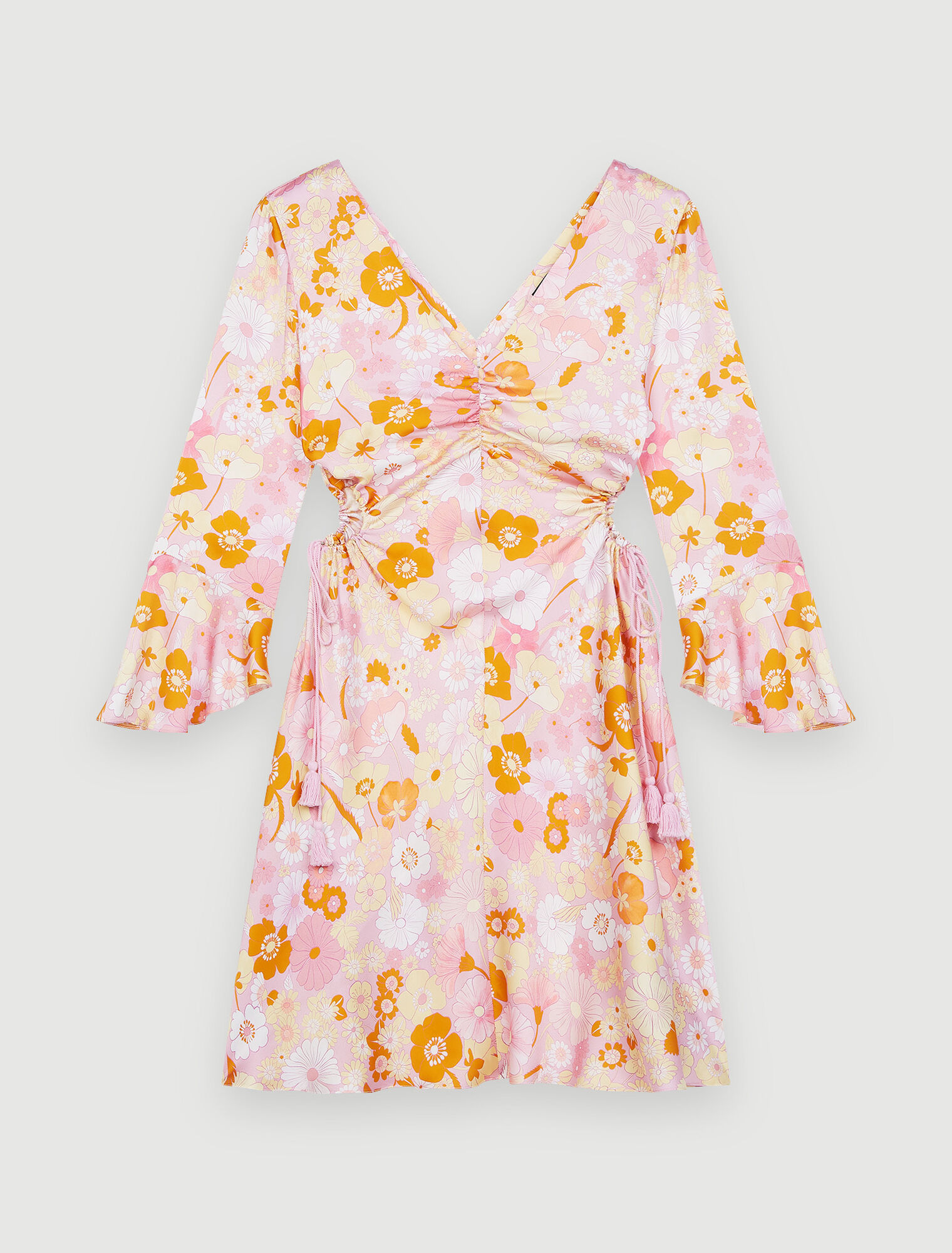 Kleid aus Satin mit Flower-Power-Druck
