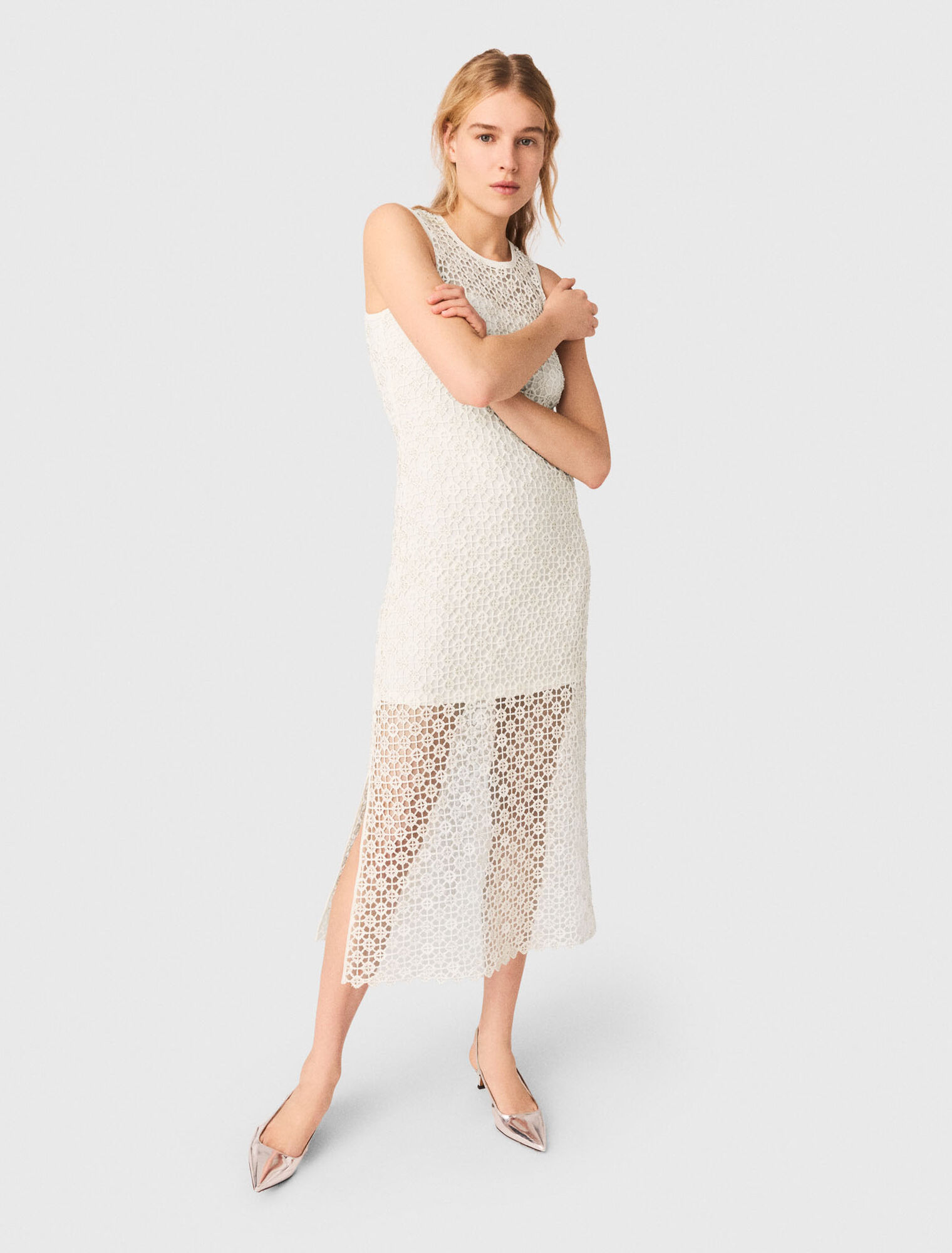 Langes H&auml;kelkleid mit Strass