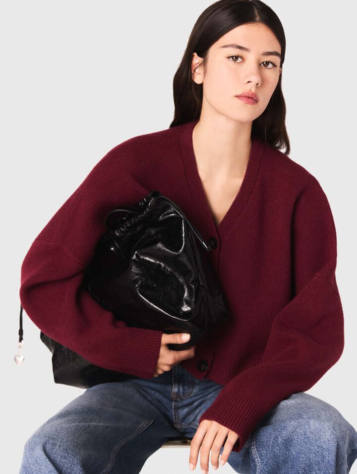 Kurzer Cardigan aus Wollmischgewebe