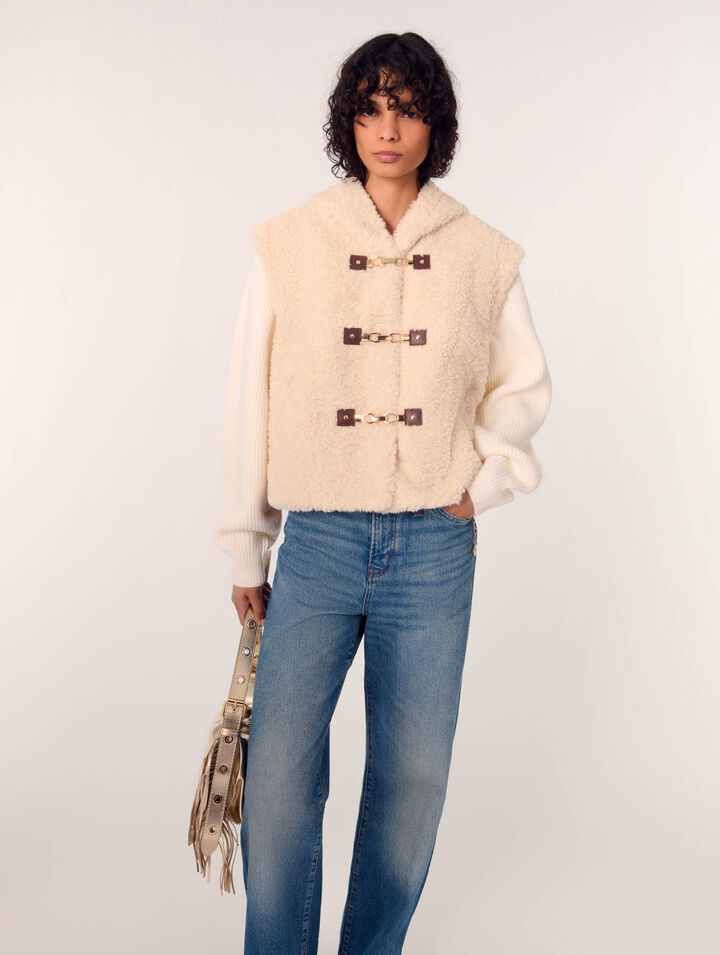 Bi-Material-Blouson aus Kunstpelz