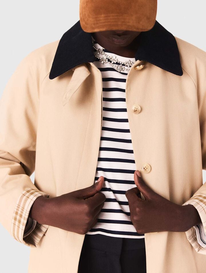 Trenchcoat mit Kontrastärmeln