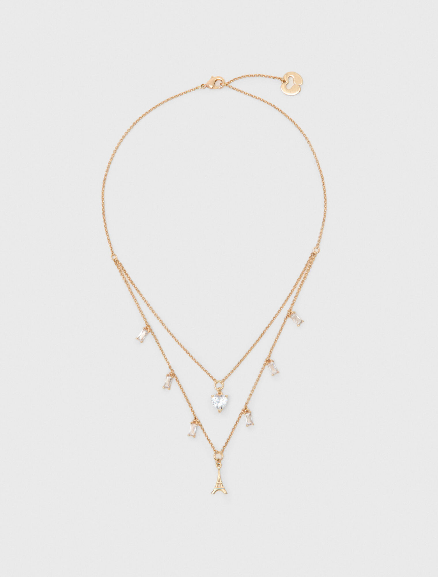 Doppelkette mit Strass-Anh&auml;ngern