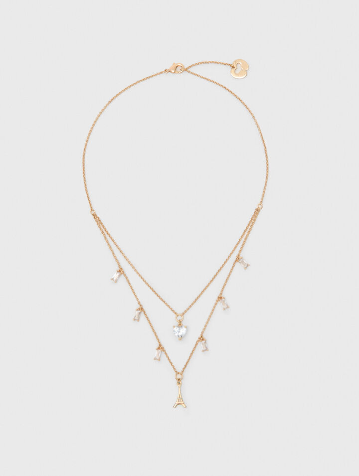 Doppelkette mit Strass-Anh&auml;ngern