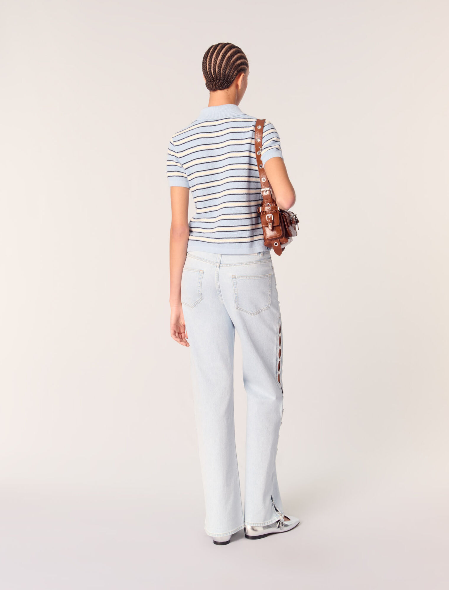 Poloshirt aus Strick mit Streifen