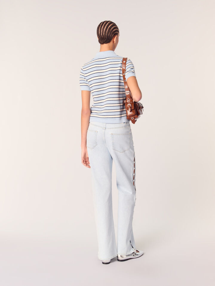 Poloshirt aus Strick mit Streifen