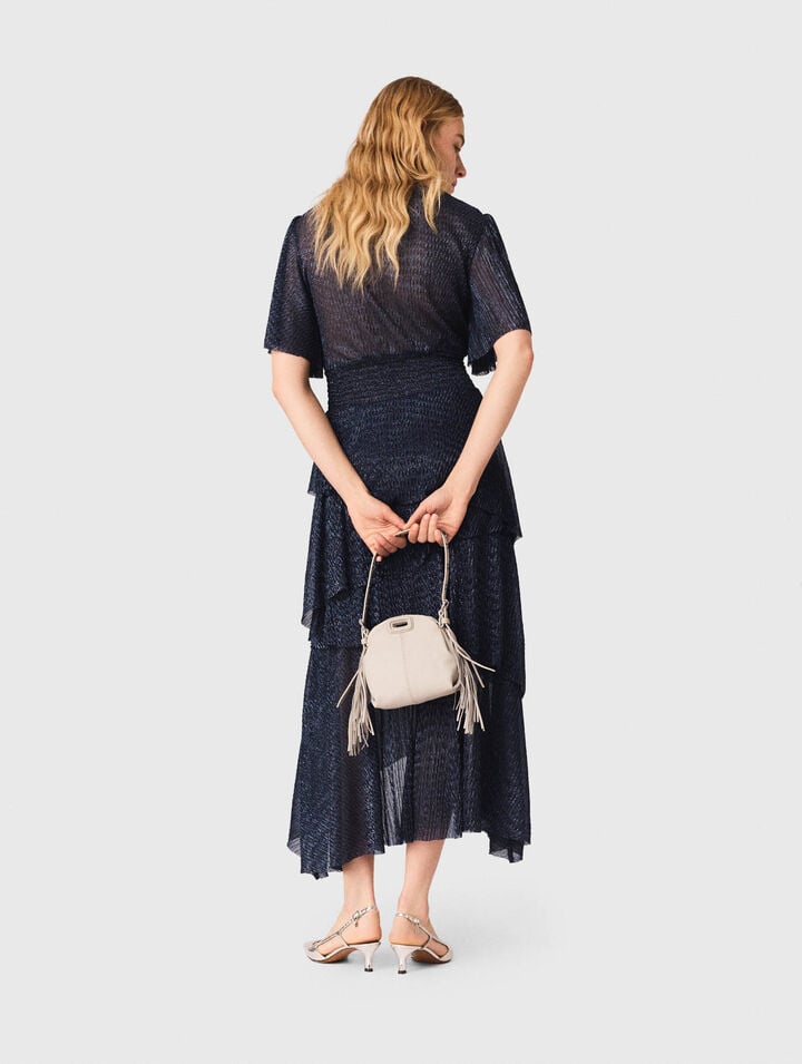 Metallisches Midikleid mit Volants