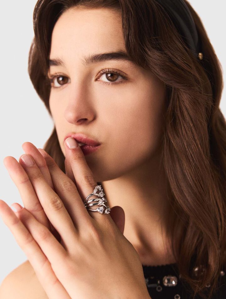 Mehrreihiger Ring mit Strass