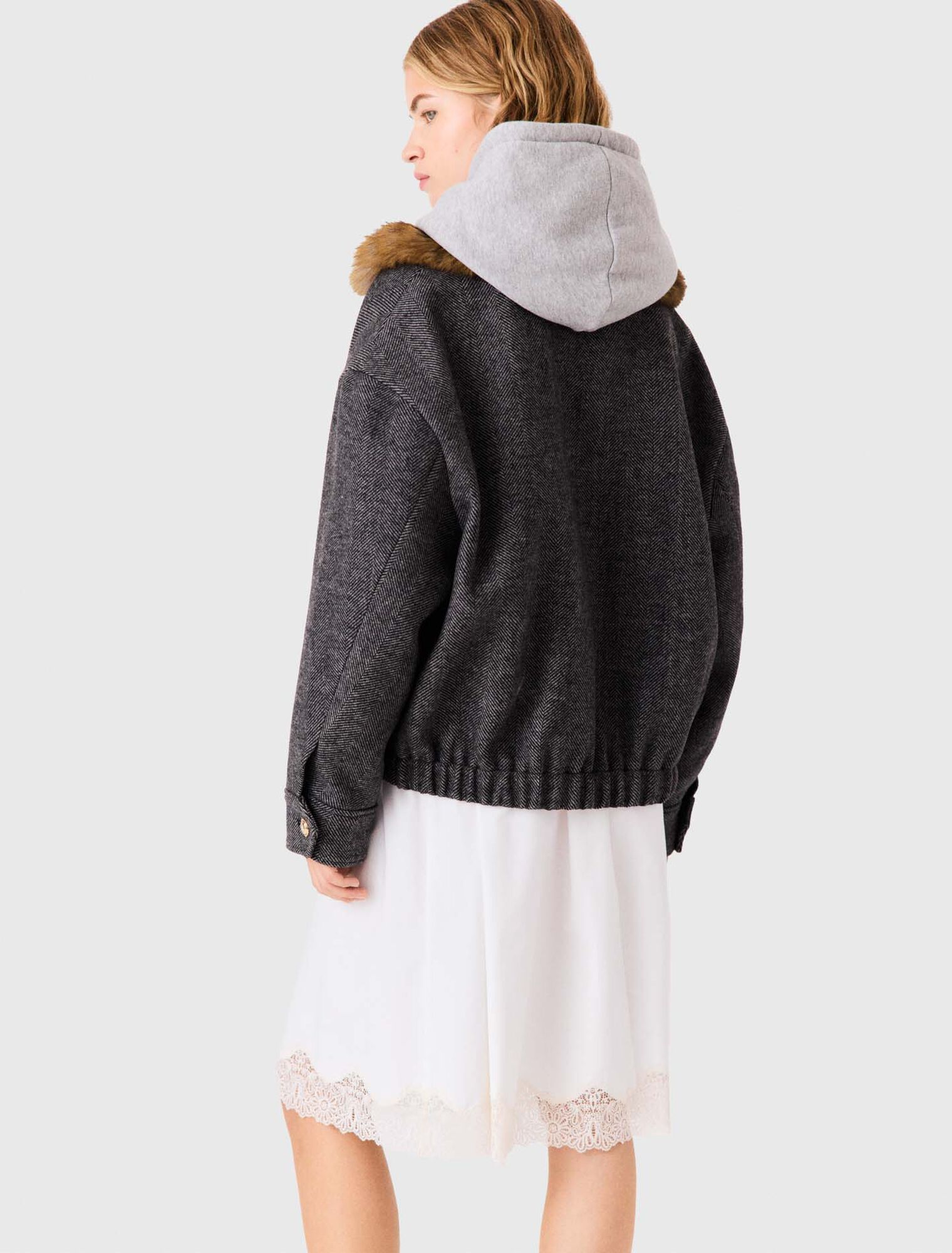 Oversize-Blouson in Chevron-Optik