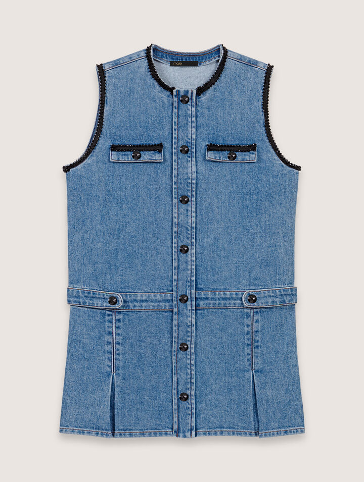 Denimkleid mit bestickten Borten