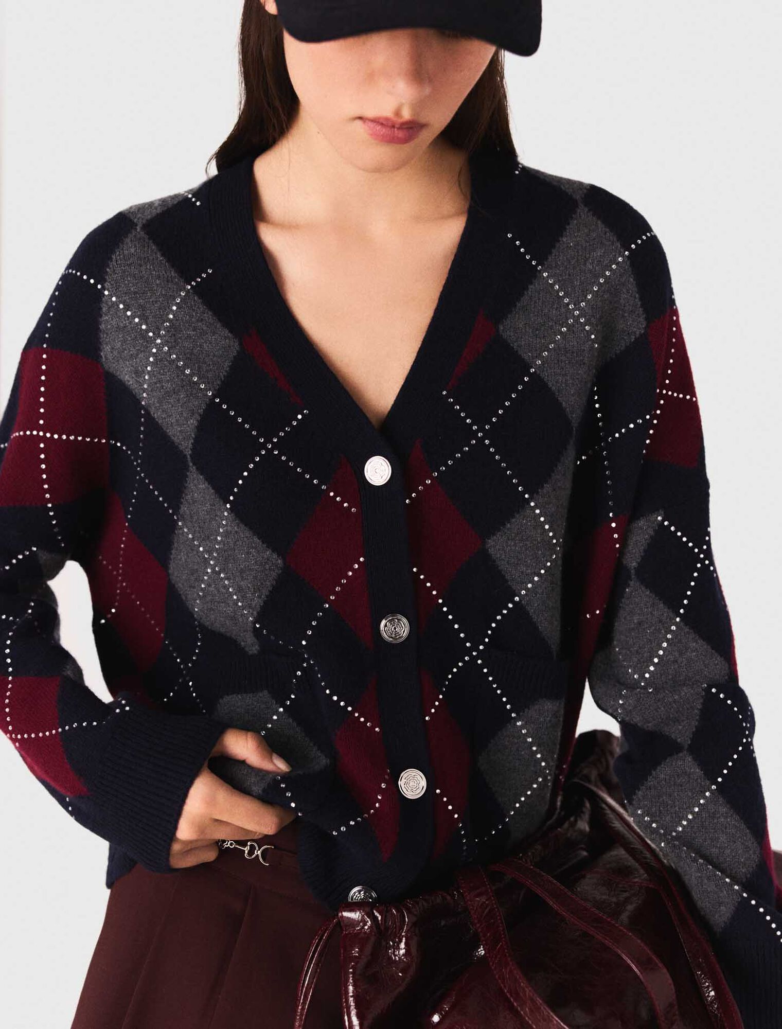 Kurzer Cardigan mit Argyle-Muster