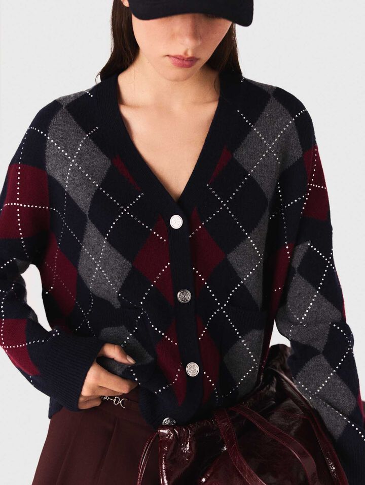 Kurzer Cardigan mit Argyle-Muster