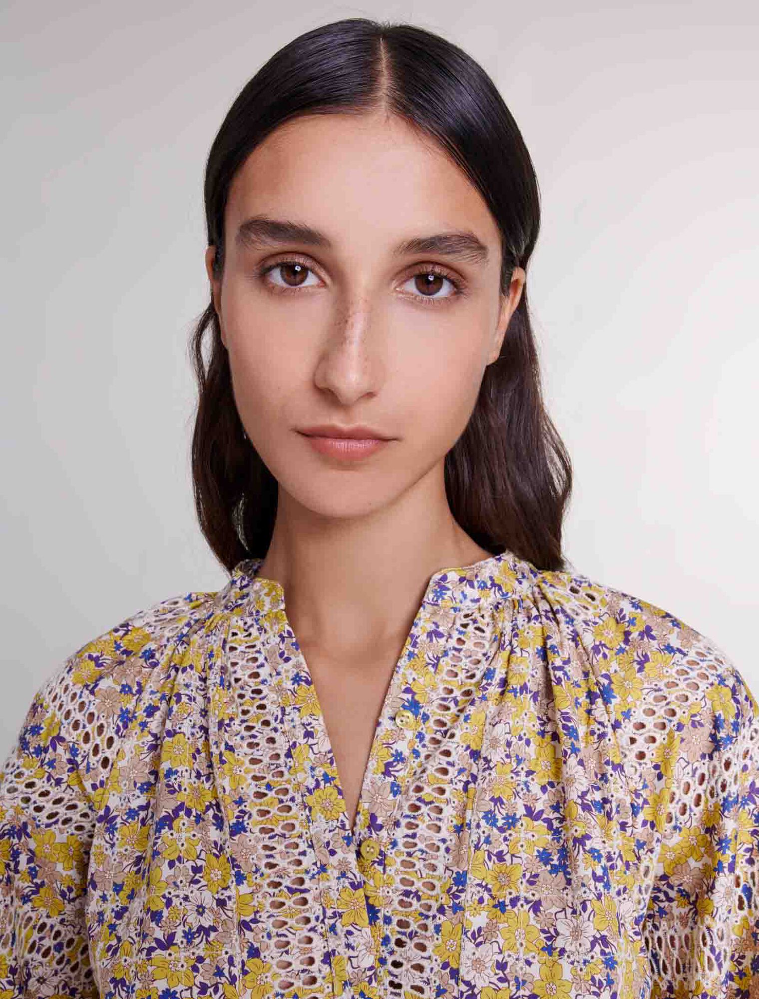 Bluse mit Aufdruck und Stickerei