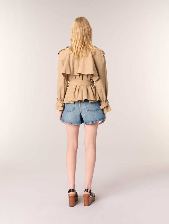 Kurzer Trenchcoat mit Nieten