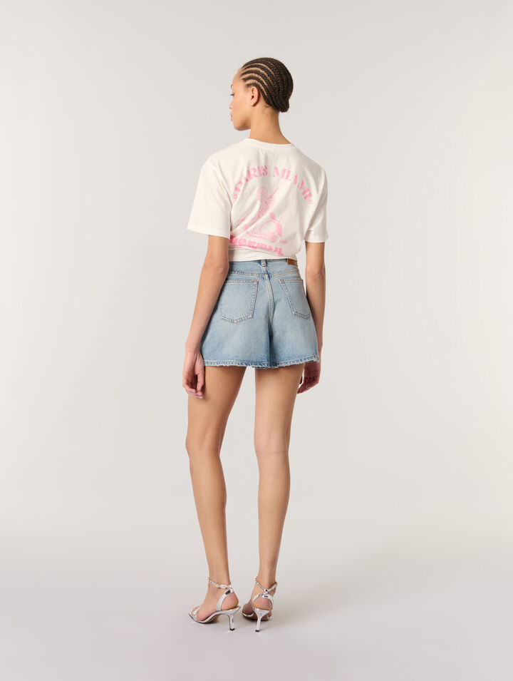 Denim-Shorts mit Nieten