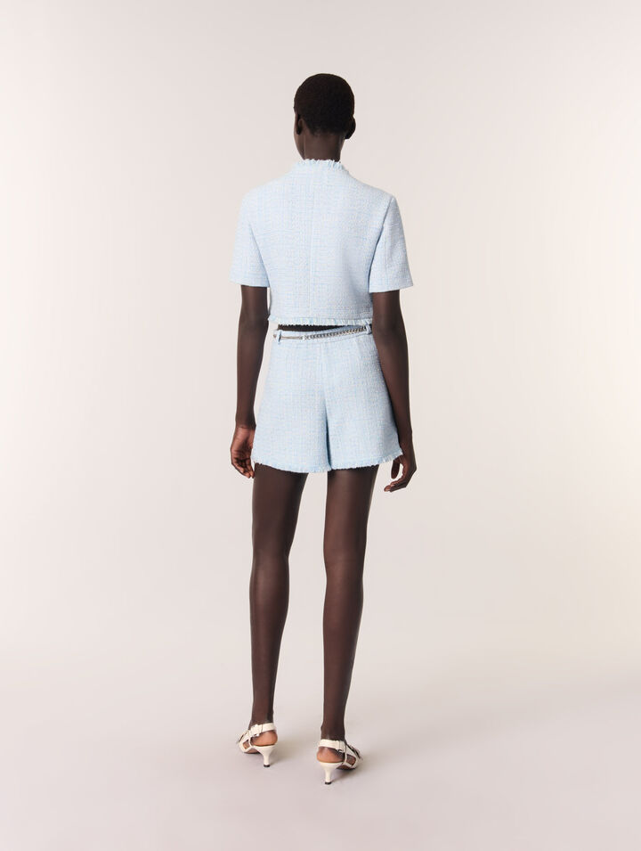 Shorts aus Tweed mit Gürtel
