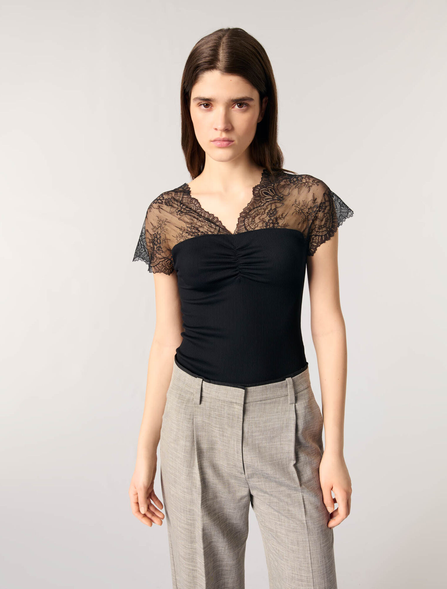 Spitzen Top aus Jersey