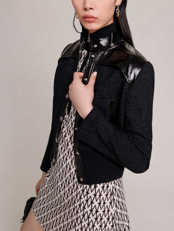 Blouson aus Tweed und Vinyl
